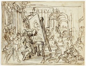 艺术家工作室的地震 作者 Pietro da Cortona