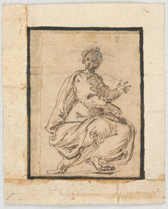 素描簿页面：寓言人物 作者 Pietro da Cortona