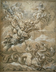 圣三一与圣迈克尔征服龙，1666年 作者 Pietro da Cortona
