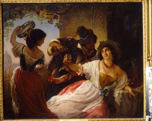 罗马（意大利）十月节--皮门-尼基蒂奇-奥尔洛夫（1812-1863 年）的画作，布面油画