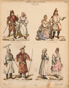 波兰民间服饰的例子，由KS Wolski出版，克拉科夫，1888年