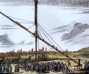 Johannes Hevelius的大型天文望远镜（1611-1687）图片来自Machina Coelestis，Hevelius，Gdansk，1670年出版（后来着色）