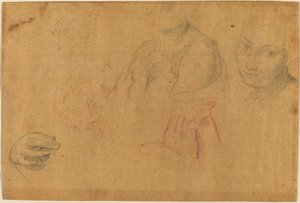 头和手的素描 作者 庞培·巴托尼