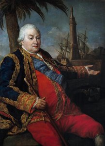 Pierre Andre de Suffren de Saint Tropez (Saint-Tropez) 的肖像，Suffren 法警 (1729-1788)，海军中将，身穿海军军官大制服，Pompeo Batoni (1708-1787) 绘画 作者 庞培·吉罗拉莫·巴托尼