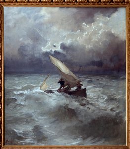 Tempete en mer (Storm at sea) Pompeo Mariani (1857-1927) 绘画 1898 Dim 145x135 cm Genes, Galleria d