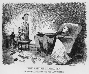 英国人的性格，不愿意去任何地方（石版）。