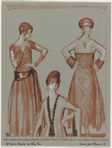 Gazette du Bon Ton》，1921 年 - 第 3 期，第 X 插图：Paul Poiret 设计的午后礼服和套装，以及 Jeanne Lanvin 设计的午后礼服（标题在实物上） 作者 保罗·波雷特