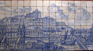 里斯本全景，1755年地震前--18世纪初的Azulejos，里斯本Tentugal伯爵旧宫的面板警告（1755年地震前的大里斯本全景，18世纪初的辉石，古宫殿