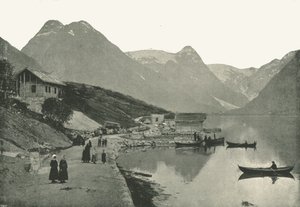 蒙达尔（Mundal），摄于1895年，挪威松恩，位于Fjaerlandsfjorden。
