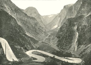 之字形道路和瀑布，挪威斯塔尔海姆，1895年。