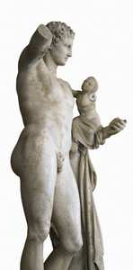 带着孩子狄俄尼索斯的赫尔墨斯，c。 公元前 330 年（大理石）