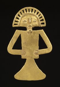人物坠饰，c.700-1000（金） 作者 前哥伦比亚前哥伦比亚
