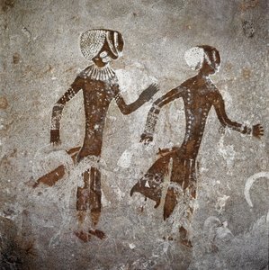 人物形象。 洞穴壁画，公元前 8000-7000 年 作者 史前史前