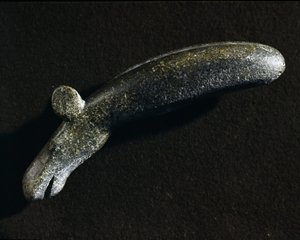Prehistoire：闪长岩工具，形状为 elan。 石器时代。 瑞典国家古物博物馆，斯德哥尔摩瑞典 作者 史前史前
