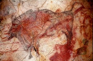 史前史：“休息的野牛”上旧石器时代（马格达伦）（16500 至 14000 年前）石器时代野牛洞，阿尔塔米拉，桑坦德，西班牙 作者 史前史前