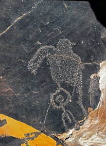 Prehistory, rock art: a grave rock of a human figure. Stone Age 5000-2000 BC. Taghit, Haut plateau du Hoggar (Ahaggar), Algeria 作者 史前史前