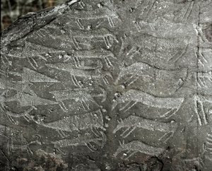 Prehistory, rock art: grave rock of representations of daggers, oxen. Copper age. Eneolithic period (chalcolithic). Roche n. 1. Cemmo (Brescia) Parco archeologico nazionale dei Massi di Cemmo, Italy 作者 史前史前