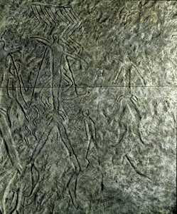 史前史，岩画：人物岩画（石头上的涂鸦）。 新石器时代，石器时代。 （阿塞拜疆）青铜时代。 巴库，阿塞拜疆国家宗教历史博物馆 作者 史前史前