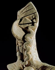 史前：女人的头。 土库曼斯坦中部（Gonur Tepe 地区）的粘土小雕像。 公元前3000-2500年，青铜时代莫斯科，俄罗斯科学院考古研究所，俄罗斯 作者 史前史前