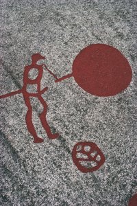 塔努姆（Tanumshede）的岩石雕刻，特写 作者 史前史前