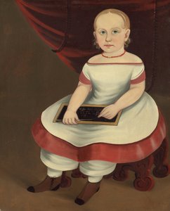 带石板的小女孩，约1845年。 作者 前汉布林学校