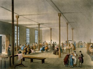 The Workhouse，St James，Parish，伦敦，来自Ackermann的“艺术资料库”，1809年（手工彩色） 作者 普金和罗兰森
