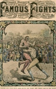 双手抱住腰围抓住他，然后将他扔在舞台上，c1890-c1909。 作者 普格尼斯