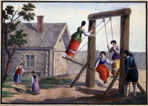 乡村娱乐。 彼得·亚历山德罗维奇·亚历山德罗夫（1794-？）的绘画。 纸本水彩、水墨 作者 彼得·亚历山德罗维奇·亚历山大