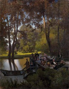 ""Dejeuner au parc"" (Luncheon in the Park) Peinture de Pyotr Alexandrovich Sukhodolsky (Soukhodolsky) (1835-1903) Oil on canvas Dim 61,5x48 cm Private Collection 作者 彼得·亚历山德罗维奇·苏霍多尔斯基