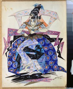 伊戈尔-斯特拉文斯基（1882-1971 年）芭蕾舞剧《彼得鲁什卡》的服装设计。Pyotr Boborykin（Piotr Boborykine）（1836-1921 年）的绘画作品。纸上水彩和铅笔，35.6 x 26.5 厘米 作者 彼得·博博里金