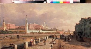 从莫斯科索菲亚河堤眺望克里姆林宫--画家 Pyotr Petrovich Vereshchagin（Piotr Verechtchaguine）（1836-1886 年），布面油画 作者 彼得·彼得罗维奇·韦列夏金
