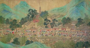 康熙皇帝 1699 年巡幸江汉》，取材于陈超平（1661-1722 年）（绢底纸本水墨设色） 作者 清代中文学校