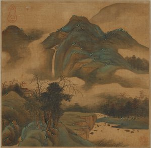 凝视着山间小屋的瀑布