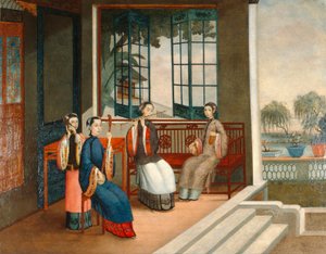 音乐家，约 1800 年（布面油画） 作者 清代中文学校