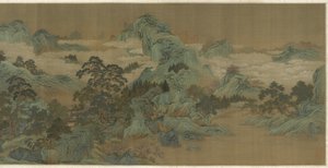 蓝色和绿色的河流景观，17-18世纪