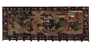 十二重屏风屏风，十八世纪 作者 清代中文学校