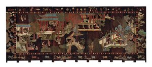 十二重屏风屏风，十八世纪 作者 清代中文学校