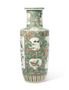彩粉彩“三国浪漫”卷花瓶（陶瓷）