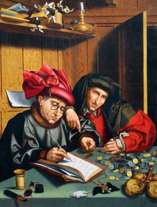 放债人，约 1515 年，作者：荷兰 Quinten Metsys (1466-1530)