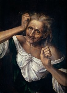 撕扯头发的老妇人 - Massys, Quentin (1466-1530) (Quinten ou Kwinten Metsys ou Matsijs) 1525-1530 - 木板油画 - 55x40 - 普拉多博物馆，马德里 作者 Quentin Massys 或 Metsys