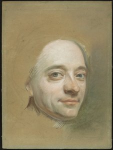 自画像，c.1737（绿褐色直纹纸上的粉彩） 作者 昆汀·德拉图尔