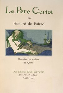 1922年出版的Honore de Balzac的&39;Le Pere Goriot&39;的标题页