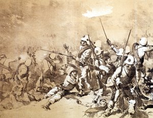 1896 年意大利和埃塞俄比亚之间的阿杜阿之战，作者 Q. Cenni。 标准差。 大约在 1896 年。