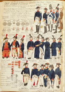 1801年的伊特鲁里亚王国的军服。Cenni Quinto的彩版 作者 昆图森尼