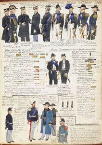 意大利王国海军和各部队的制服和徽章，由Quinto Cenni制作，彩色板。 作者 昆图森尼