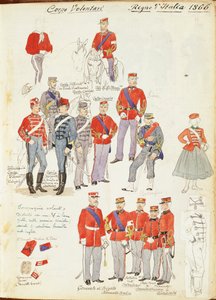 意大利王国陆军志愿团的制服，由Quinto Cenni制作，彩色图版 作者 昆图森尼