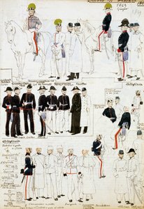 1849年摩德纳公国的制服，板块来自Cenni Codex收集的水彩军事草图 作者 昆图森尼