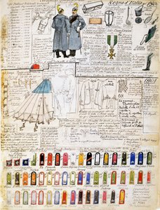 1900-1901年意大利王国的制服，来自Cenni Codex的图版，水彩军事素描集。 作者 昆图森尼