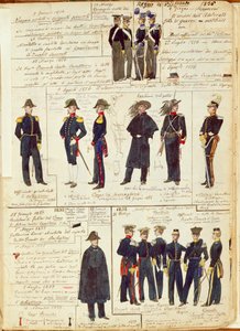 1836年至1886年间的皮埃蒙特军队的制服。Cenni Quinto的彩版