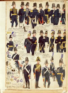 1814年的皮埃蒙特军队的制服。Cenni Quinto的彩版 作者 昆图森尼